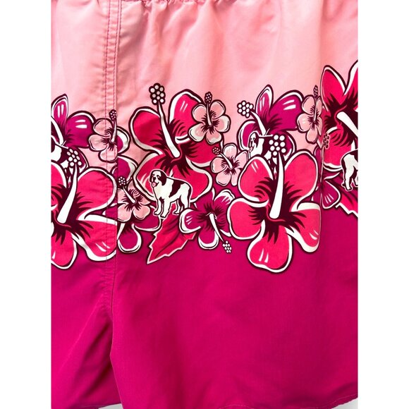 Big Dogs Mens Pink Floral Logo Mascot Unlined Board Short Swim Trunks X Large - Picture 4 of 8